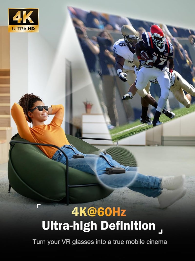 Lemorele HDMI to USB-C Adapter with 5000mAh Battery, 4K@60Hz Converter for Fire TV Stick, Compatible with AR Glasses (Xreal Air/Rokid) and USB-C Monitors - Image 3